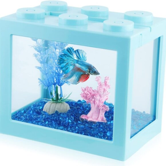 Other - Small Betta Fish Tank, Stackable Mini Fish Tank Aquarium Tank Kit, 3/5 Gallon Re